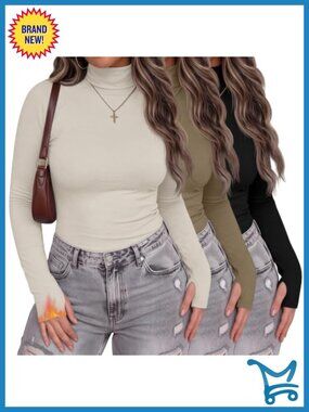 Plus Size Turtleneck Thermal Shirt Set Thumbholes Base Layer